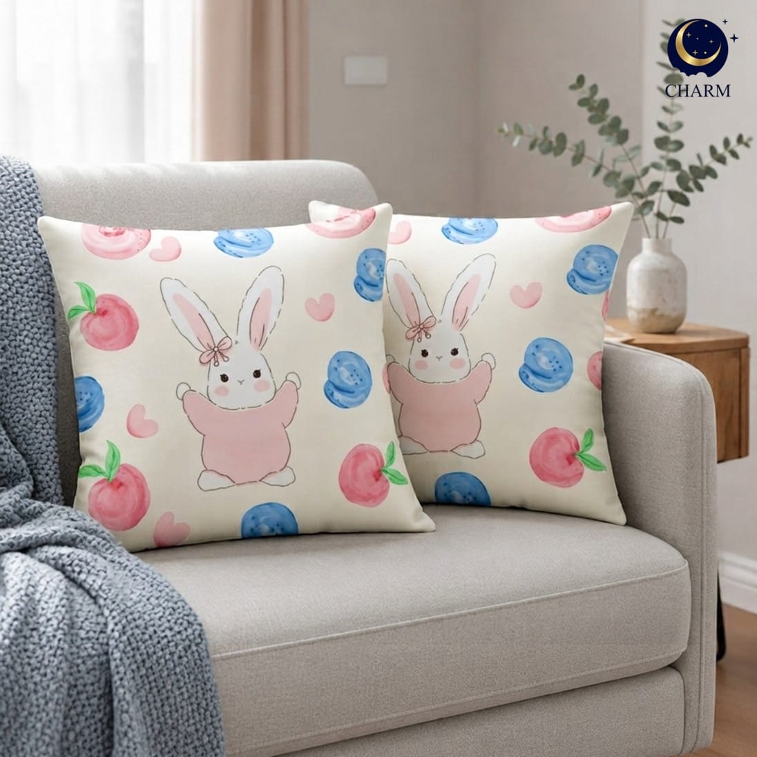 หมอนอิง CHARM 20.5X20.5 นิ้ว ลาย PEACHY BUN_4